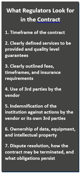 what regulators look for in the contract